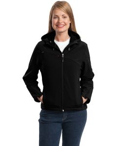 Port Authority® Ladies Textured Hooded Soft Shell Jacket