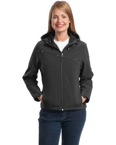 Port Authority® Ladies Textured Hooded Soft Shell Jacket