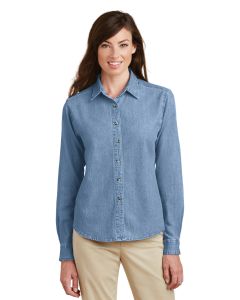 Port & Company® Ladies Long Sleeve Value Denim Shirt
