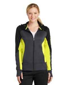 Sport-Tek® Ladies Tech Fleece Colorblock Full-Zip Hooded Jacket