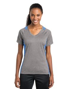 Sport-Tek® Ladies Heather Colorblock Contender ™  V-Neck Tee