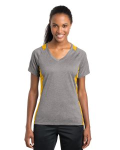 Sport-Tek® Ladies Heather Colorblock Contender ™  V-Neck Tee
