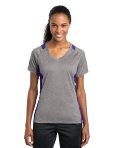 Sport-Tek® Ladies Heather Colorblock Contender ™  V-Neck Tee