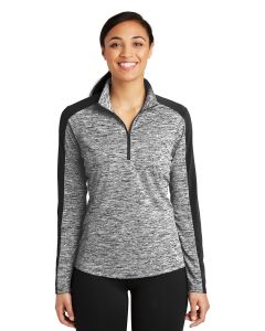 Sport-Tek® Ladies PosiCharge ®  Electric Heather Colorblock 1/4-Zip Pullover