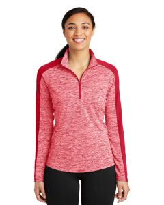 Sport-Tek® Ladies PosiCharge ®  Electric Heather Colorblock 1/4-Zip Pullover