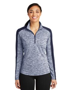Sport-Tek® Ladies PosiCharge ®  Electric Heather Colorblock 1/4-Zip Pullover