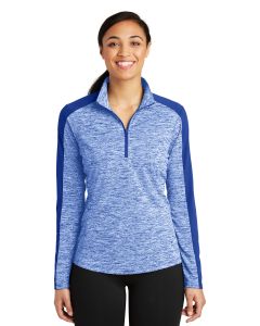 Sport-Tek® Ladies PosiCharge ®  Electric Heather Colorblock 1/4-Zip Pullover