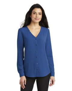 Port Authority® Ladies Long Sleeve Button-Front Blouse