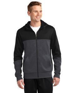 Sport-Tek® Tech Fleece Colorblock Full-Zip Hooded Jacket