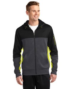 Sport-Tek® Tech Fleece Colorblock Full-Zip Hooded Jacket