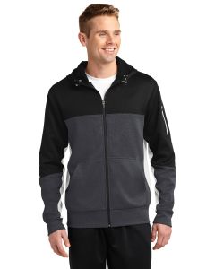 Sport-Tek® Tech Fleece Colorblock Full-Zip Hooded Jacket