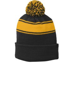 Sport-Tek® Stripe Pom Pom Beanie