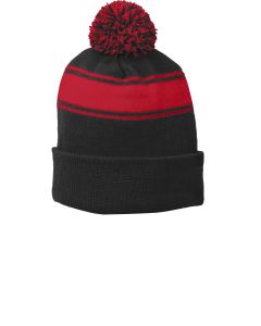 Sport-Tek® Stripe Pom Pom Beanie
