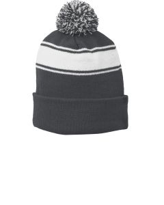 Sport-Tek® Stripe Pom Pom Beanie