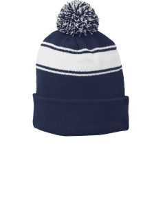 Sport-Tek® Stripe Pom Pom Beanie