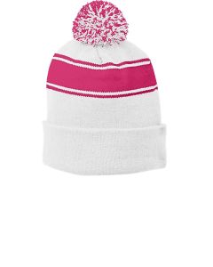 Sport-Tek® Stripe Pom Pom Beanie